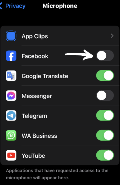 enable microphone on facebook