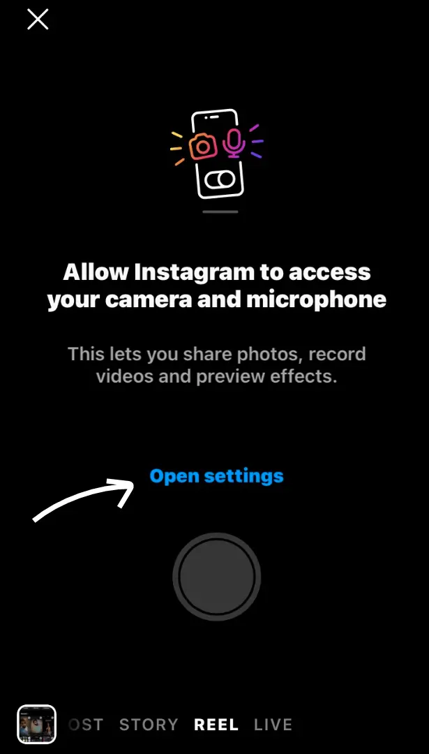 Instagram ask permission to allow microphone access