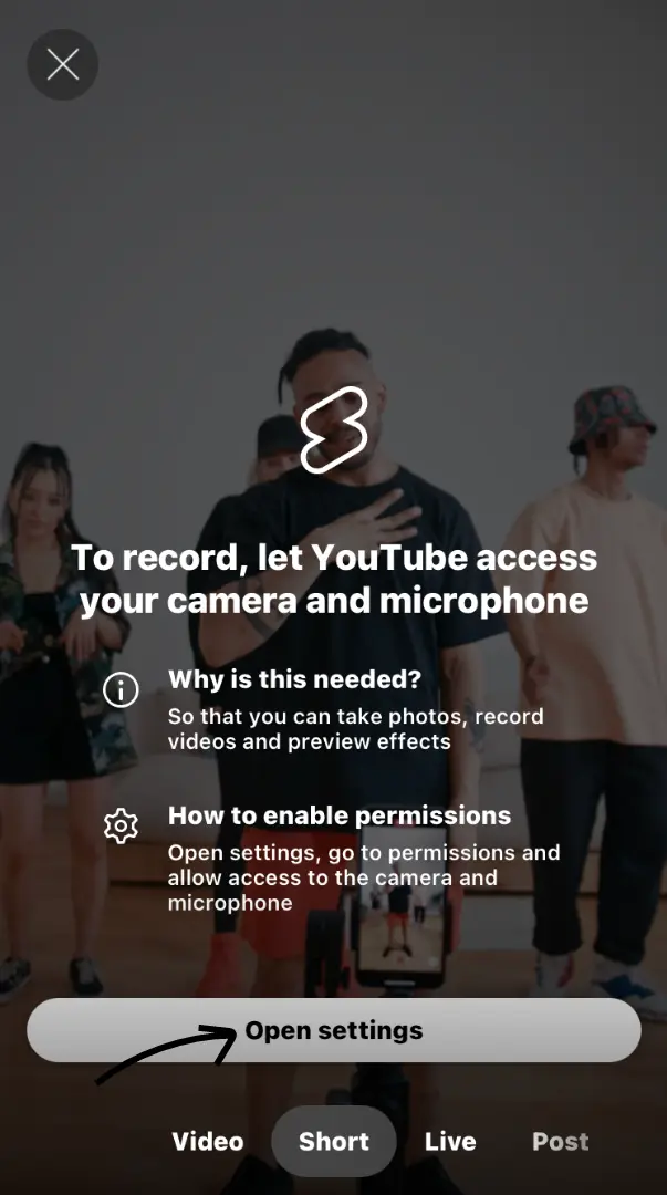 YouTube asks permission to access the microphone