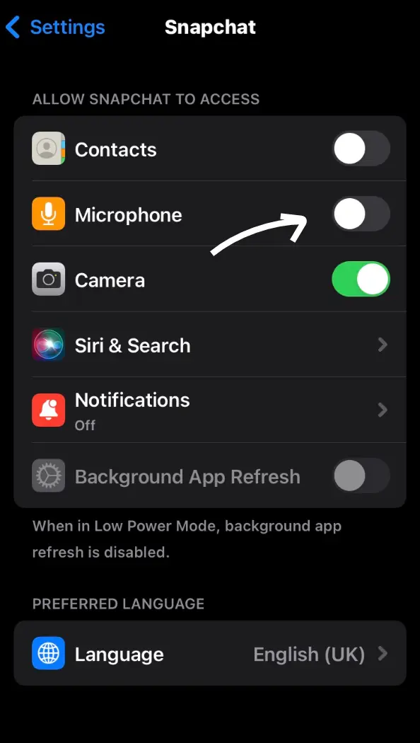 allow microphone access to snapchat