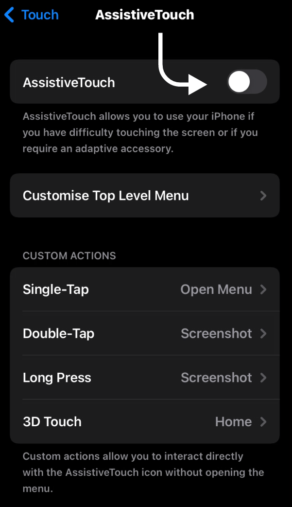 enabled the assistivetouch feature