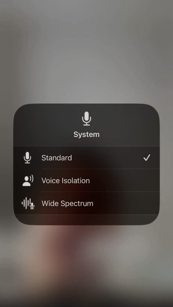 mic modes in control center