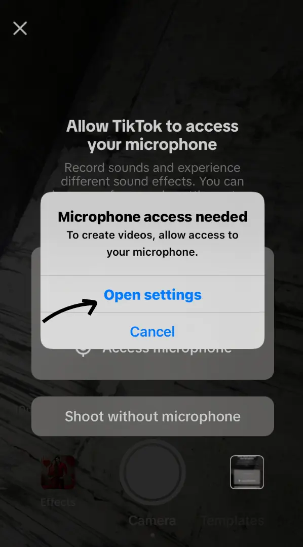 press the open settings option