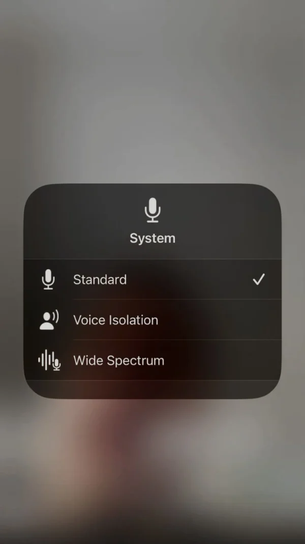 tap on the voice isolation mic mode