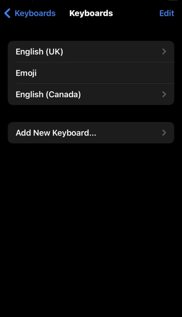 Press on the Add New Keyboard option