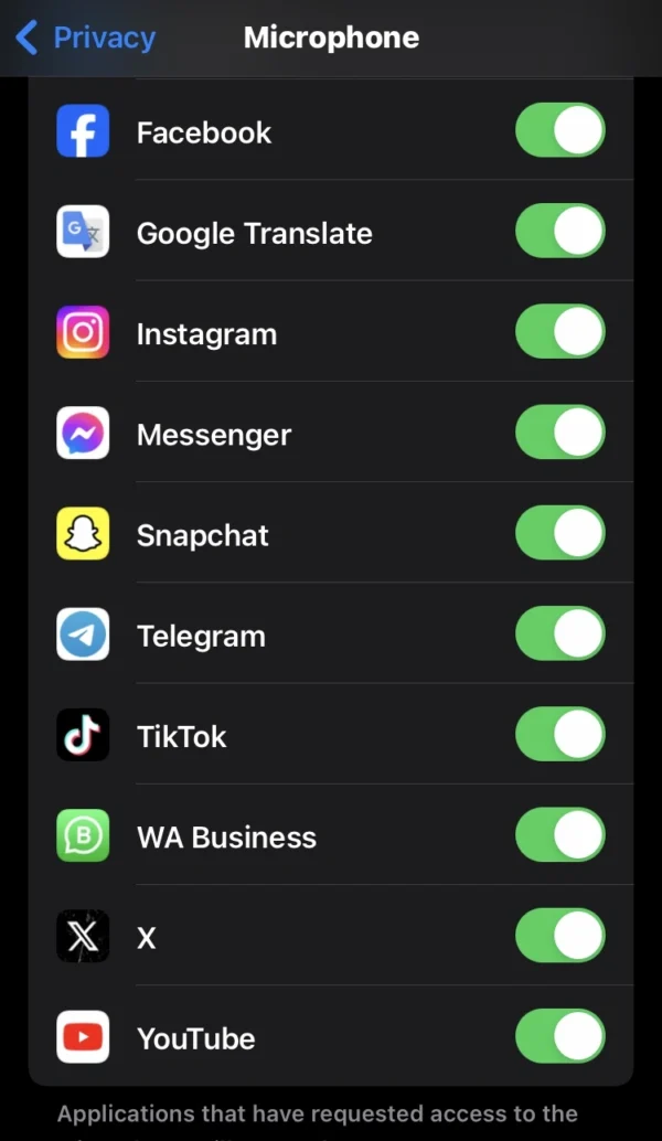 deactivate any app switch to get rid of orange light on iPhone