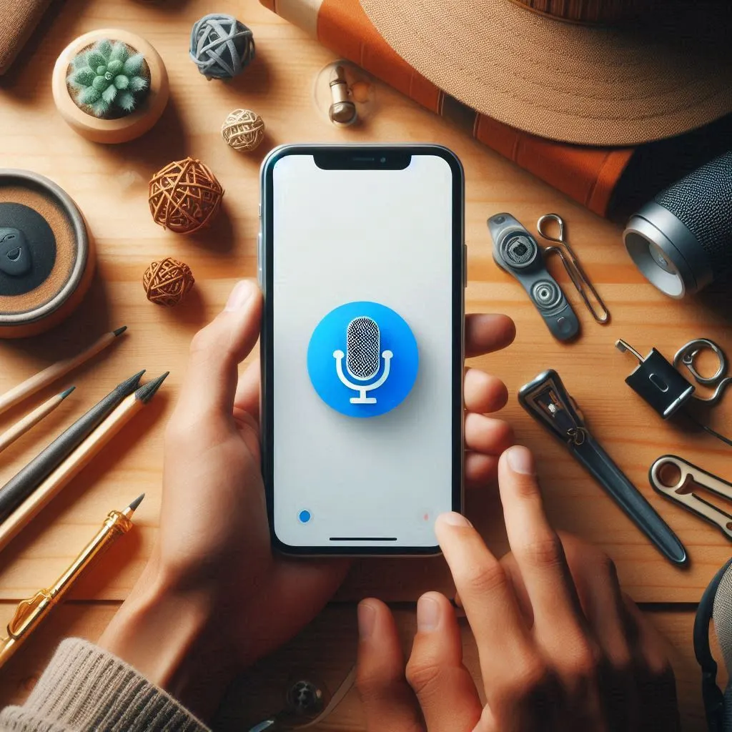 how to hide the blue microphone icon on iphone