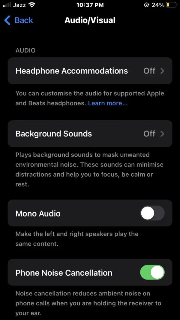 select the background sound option