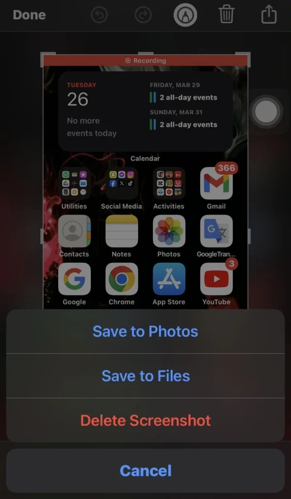 select the save to files