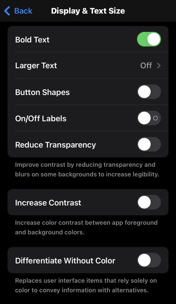 toggle the switch differentiate without color from left to right