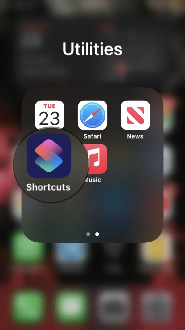 In the shortcut feature