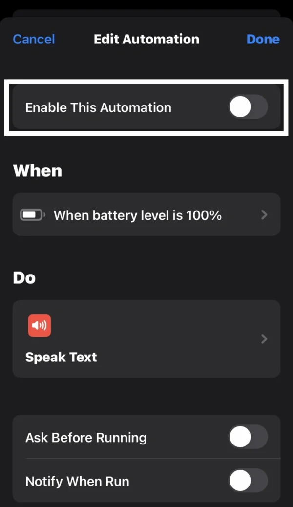 deactivate the automation switch