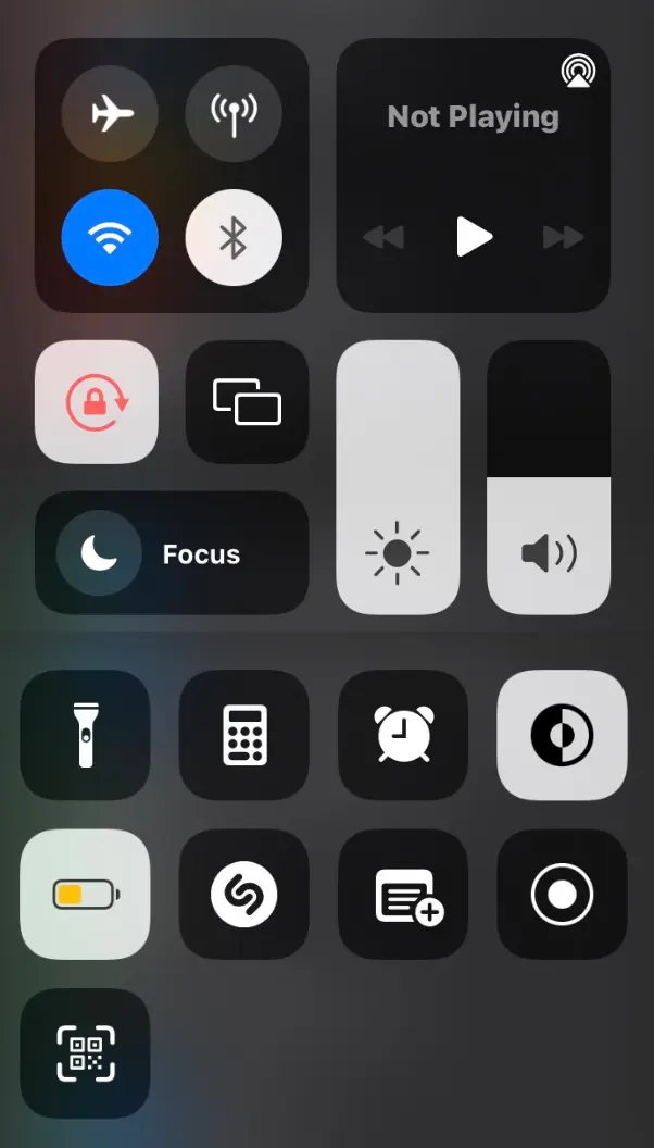 qr code scanner button in control center