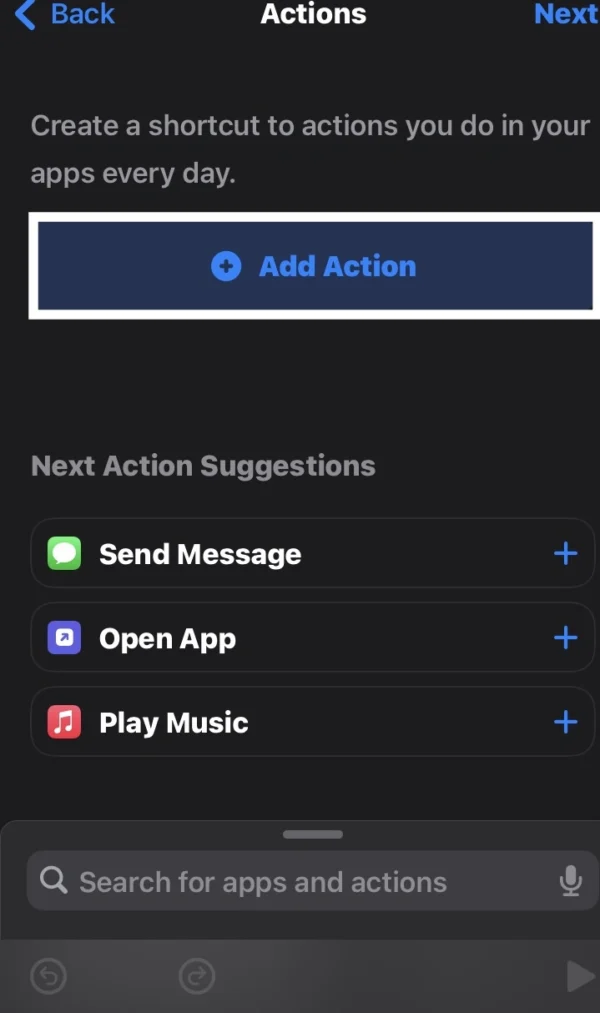 select the Add action button