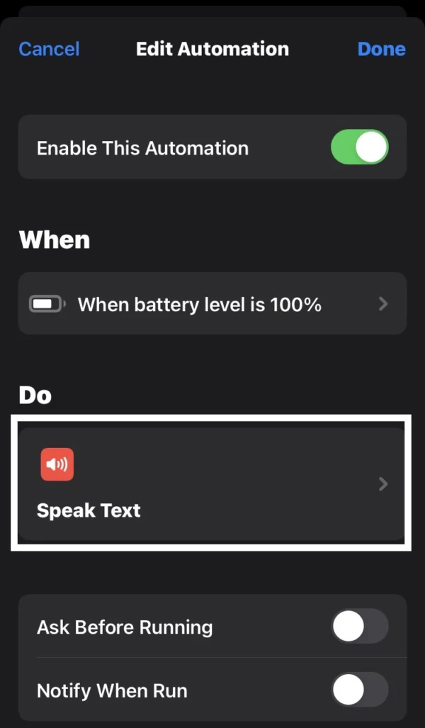 tap on the Speak Text option