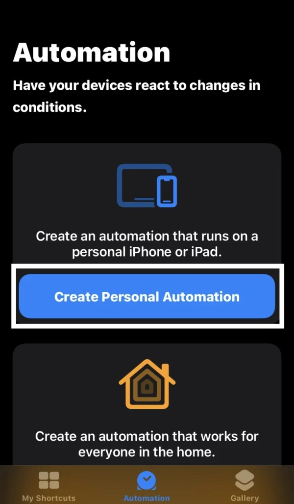 tap on the automation button