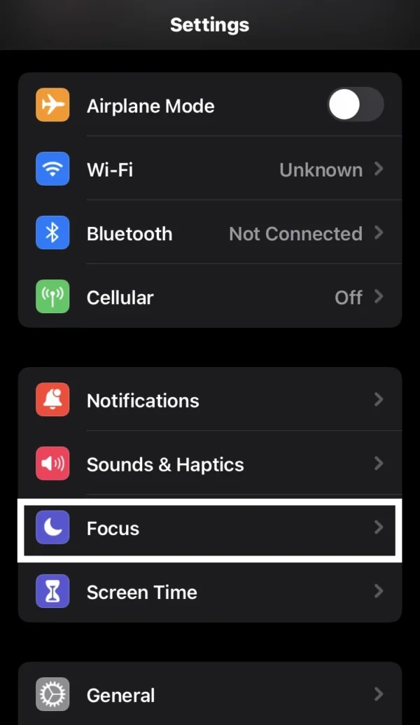 tap on the focus option