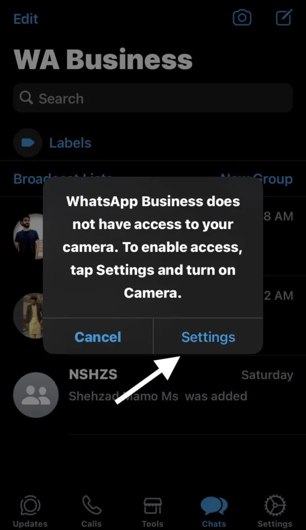 tap on the settings option