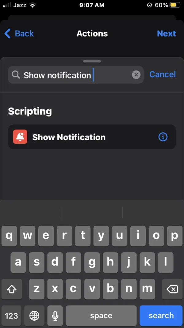 type the show notification