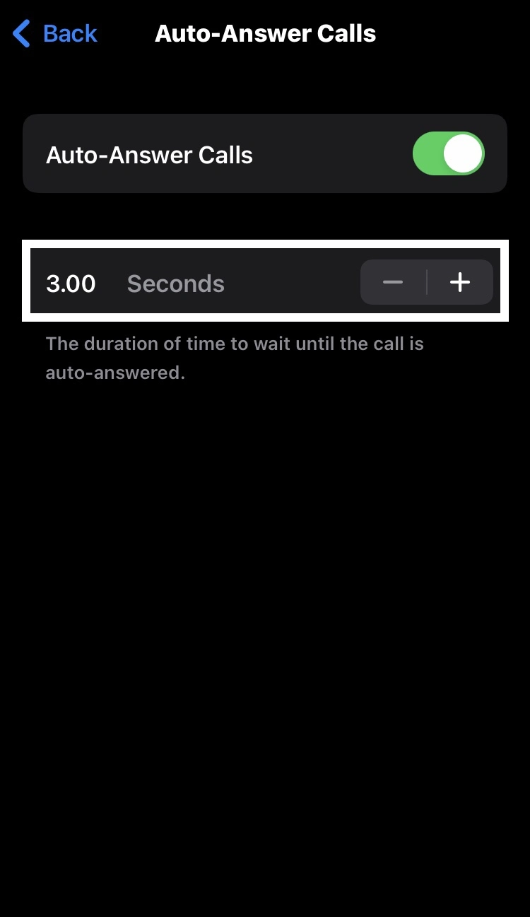 Auto Answer Call Duration by tapping