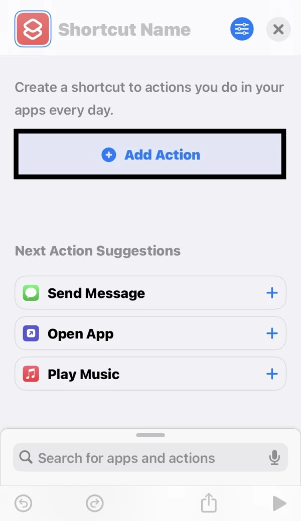 Select the Add Action button