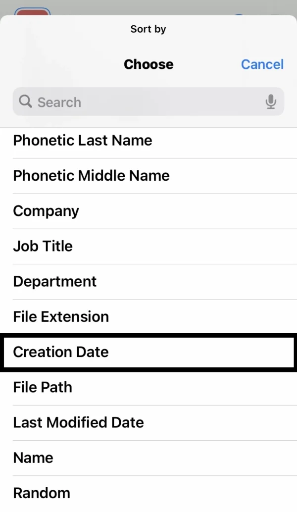 choose the Creation Date option