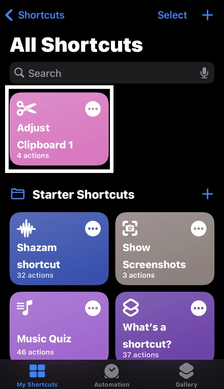 open the Clipboard Shortcut to use it