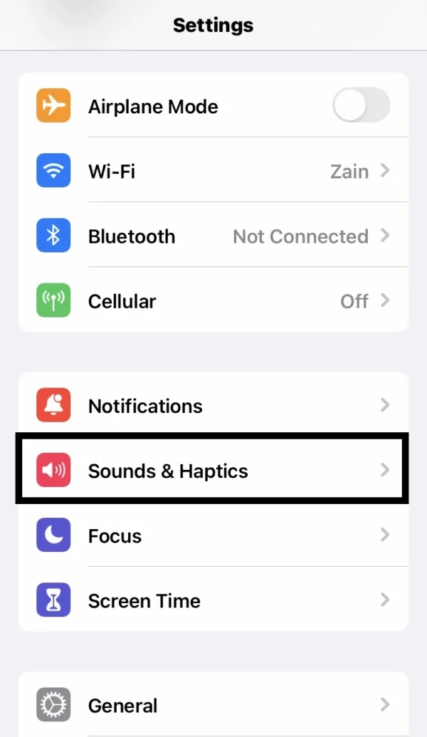 select the sound haptics option