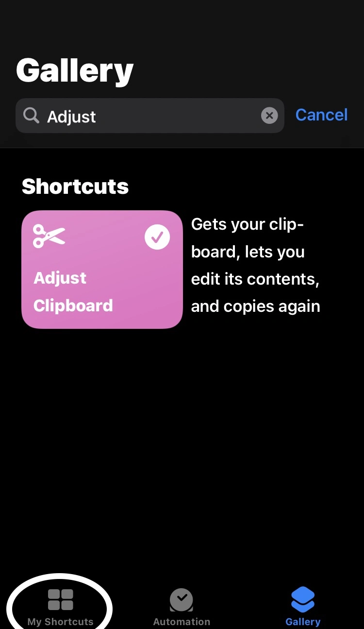 tap on the My Shortcuts to reached on the home page of shortcut