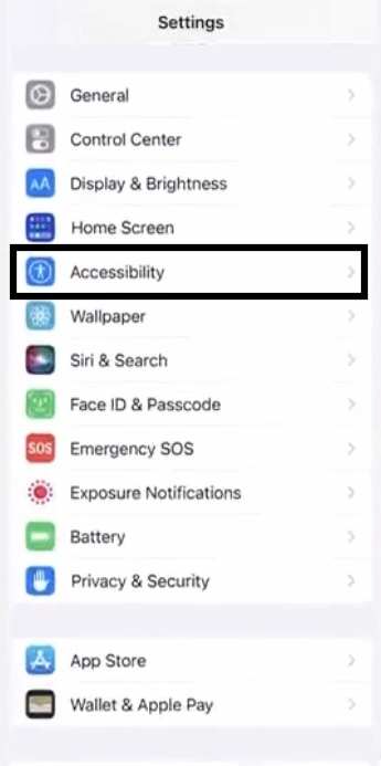 go into the Accessibility option