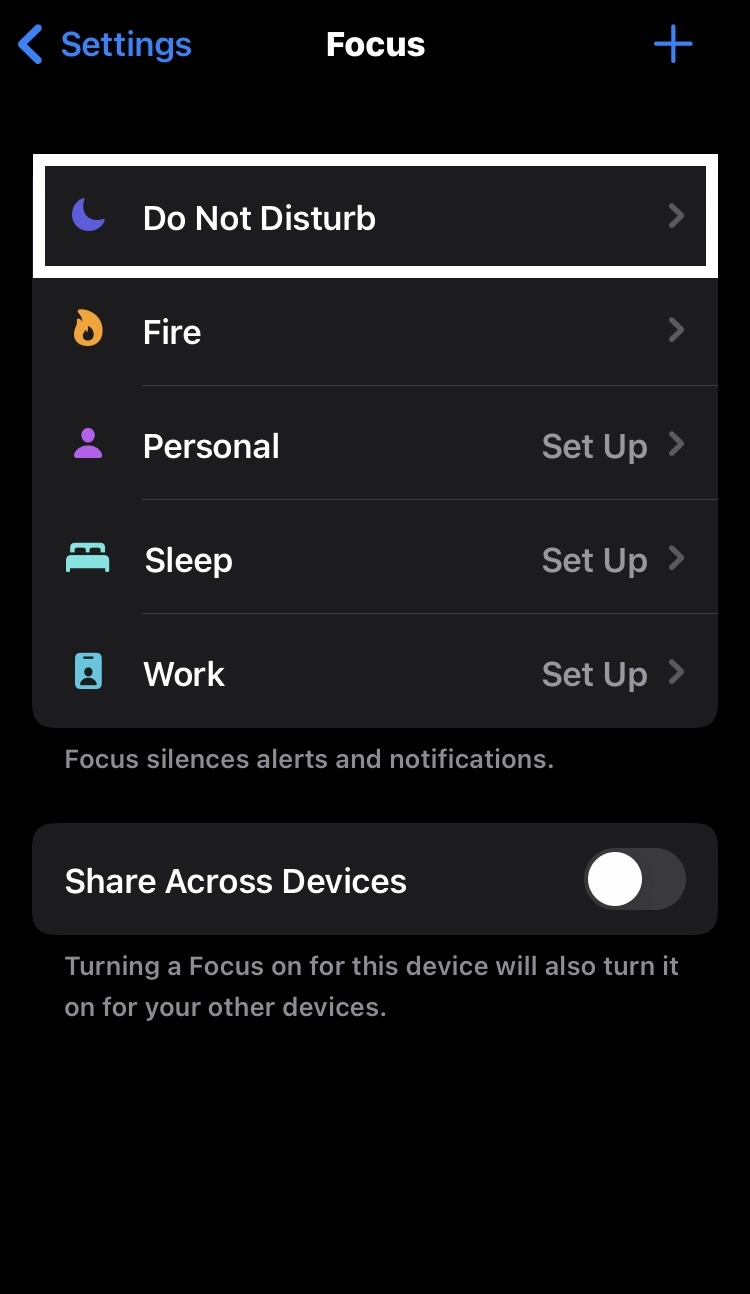 go into the Do Not Disturb Mode option