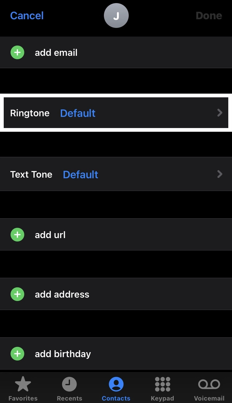 go into the Ringtones option