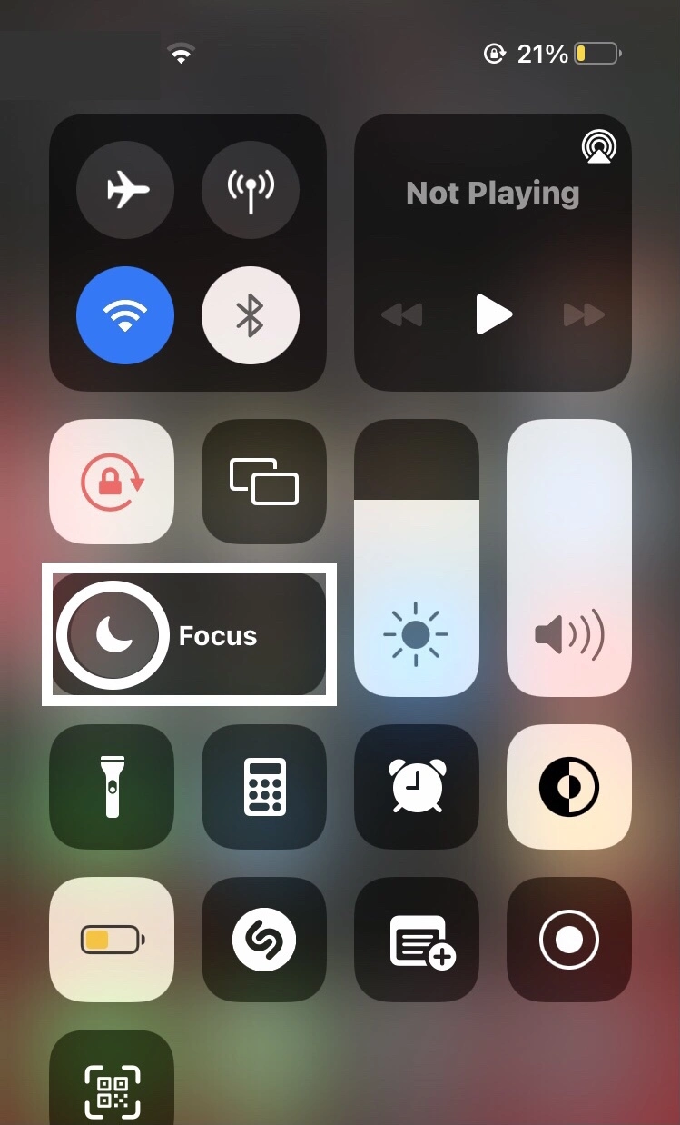 navigate to the Focus Do Not Disturb Mode option