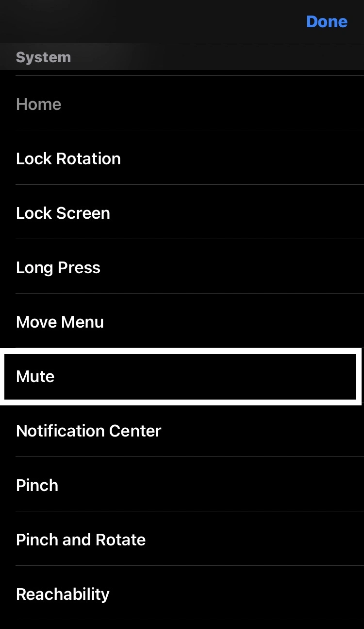 now select the Mute option