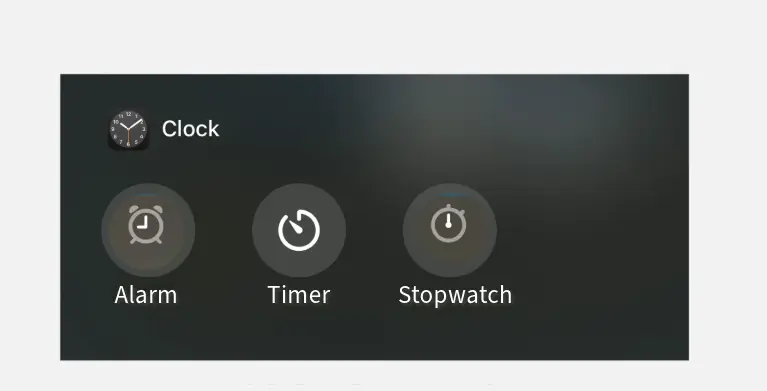 Alarm and Stopwatch icons in Control Center in ios 18 beta 4