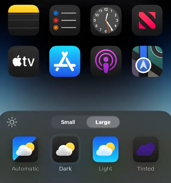 Dark Mode and Light Mode Icons in ios 18 beta 4